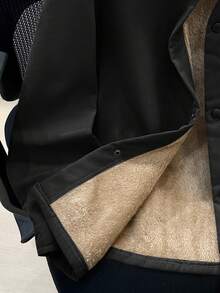 SHEIN Tween Boys' Casual Korean Style Cute Chest Patch Pocket Thermal Lined Woven Jacket