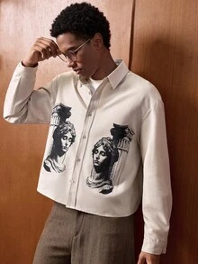 SWAVVY Men's Drop Shoulder Long Sleeve Button Front Casual Everyday Shirt - Khaki - View 1