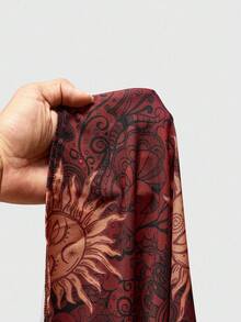 ROMWE Hippie Faldas de mujer versátiles con abertura en el bajo, de estilo retro y casual - Burdeos - Ver 5