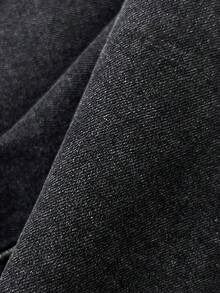 Elamini 女式休闲单排扣腰带设计长袖牛仔连衣裙，秋季 - 深灰色 - 查看 3