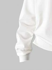 Teen Girls Sweatsuit Set, White Digital Print & Black Bow Crew Neck Sweatshirt, Black Skinny Pants, Comfortable Fitted - White - View 6