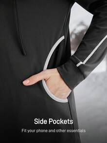 Menodora SHEIN Sport Nature Hike 女款高弹力亲肤户外运动连帽卫衣，秋冬款 - 黑色 - 查看 5
