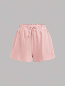 SHEIN Girlism 3件套少女白色吊带背心、休闲短裤、衬衫上衣套装 - 粉色 - 查看 6