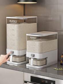 Rice Dispenser With Measuring Cup & Fresh-Keeping Box - Ideal Grain Dispenser & Storage Container For Home Pantry - Keep Rice/Soybeans/Sugar Fresh And Moisture-Proof - Rice Bucket For Kitchen