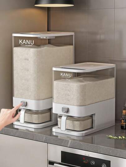 Rice Dispenser With Measuring Cup & Fresh-Keeping Box - Ideal Grain Dispenser & Storage Container For Home Pantry - Keep Rice/Soybeans/Sugar Fresh And Moisture-Proof - Rice Bucket For Kitchen