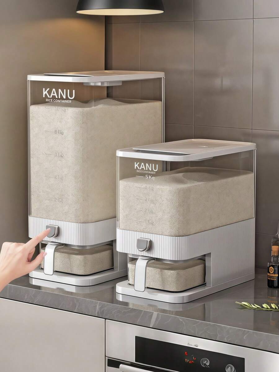 Rice Dispenser With Measuring Cup & Fresh-Keeping Box - Ideal Grain Dispenser & Storage Container For Home Pantry - Keep Rice/Soybeans/Sugar Fresh And Moisture-Proof - Rice Bucket For Kitchen