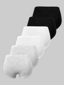 6 件/包青少年/青少年男孩基本款纯色柔软棉质休闲舒适内裤三角裤，适合所有季节