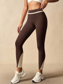 VARSIVA 女式紧身裤 女式长款针织运动紧身裤，时尚系带细节和实用口袋镂空紧身裤 浅灰色紧身裤 交叉紧身裤 运动紧身裤 瑜伽紧身裤 - 咖啡棕 - 查看 6