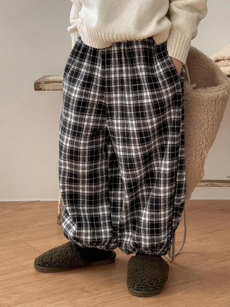 DAZY 男童休闲宽松格子裤，日系风格，秋季款