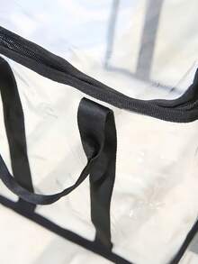 1/3个装大容量透明PVC收纳袋，防水可折叠拉链手提整理袋，带提手，适用于学校、大学宿舍、办公室用品、家居收纳、旅行打包、衣柜收纳等。