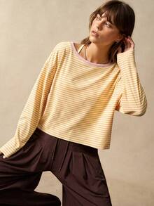 VARSIVA 女士休闲条纹长袖T恤，适合跑步、健身和运动 - 彩色 - 查看 4