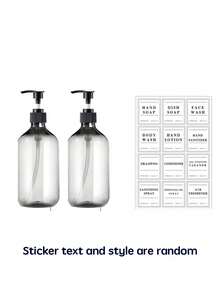 Bộ 2 chai đựng sữa dưỡng thể dạng nhấn 500ml/16oz kèm 12 nhãn chống thấm nước, chai nhựa đựng sữa dưỡng thể có thể tái sử dụng để đựng dầu gội, sữa tắm, dầu xả - Bộ chai rỗng dùng cho phòng tắm khách sạn, trang trí nhà cửa, trang trí mùa thu, trang trí nhà cửa dịp tựu trường. - Nhiều màu - Xem 16