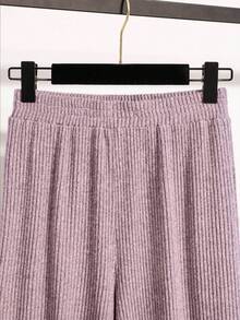 Franclia 秋季女士休闲罗纹拉链连帽衫和裤子两件套 - 紅木色 - 查看 5