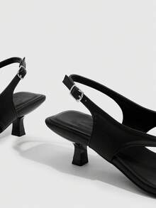 CUCCOO SZL 女士圆头金色时尚高跟休闲沙滩人字拖 - 黑色 - 查看 6