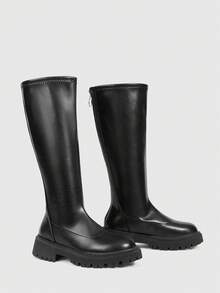 MISSGUIDED Platform Knee High Boots With Chunky Sole And Zipper Closure For Fall Winter For Christmas - Black - View 3