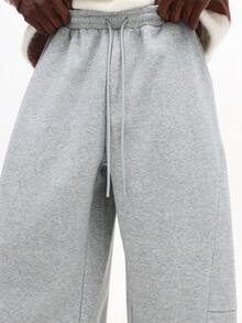 Pantalones de chándal anchos y sueltos SUMWON, de ajuste relajado con cordón en la cintura, casuales y cómodos, holgados y amplios, lisos - Gris Claro - Ver 7