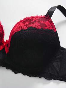 1 件浪漫蕾丝拼接性感提升增强钢圈加大码文胸 - 彩色 - 查看 7