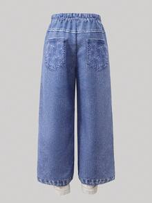 SHEIN ChillGRL 女童字母印花休闲直筒裤