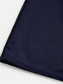 Girlism 少女海军蓝针织宽松直筒口袋运动裤，休闲运动，简约家居服，秋冬 - 藏蓝色 - 查看 5