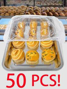 SHEIN 50/10 pezzi di copertura antipolvere per vassoio di torte (la lunghezza totale di A+B deve essere inferiore a 70 cm/27,6 pollici), copertura per alimenti per feste, accessori per la stanza delle torte da forno, utensili da cucina per la conservazione degli alimenti, copertura per frutta, verdura e pane