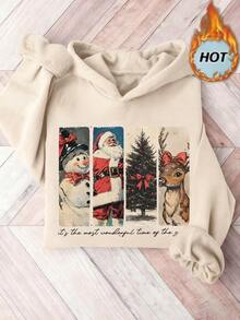 EMERY ROSE Women's Casual Christmas Raglan Sweatshirt With Thermal Lining, Autumn/Winter - Apricot - View 1