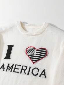 Manfinity CasualKnits Men's Casual Letter & Heart Pattern Crew Neck Long Sleeve Sweater, Autumn/Winter - White - View 4