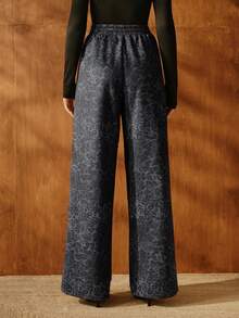 Anewsta Pantalon de survêtement  à imprimé léopard et doublure en polaire avec clous pour femmes - Gris foncé - Voir 2