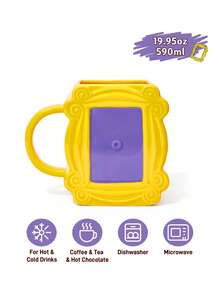 FRIENDS X SHEIN 1 19.95oz/590ml Cartoon Ceramic Mug, Cold And Heat Resistant, Can Be Used In Microwave Ovens And Dishwashers, Suitable For Water, Milk, Juice, Coffee, Friendship, Photo Frame - Mauve Purple - View 3