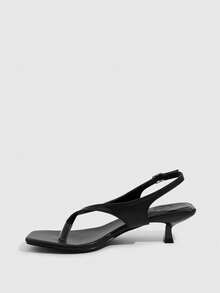 CUCCOO SZL 女士圆头金色时尚高跟休闲沙滩人字拖 - 黑色 - 查看 5