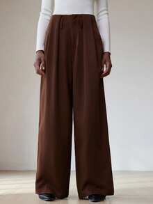 Aveloria Modichic Fashionable Design Sense, Versatile, Commute, Retro, Loose, Draping, Casual Wide Leg Pants - Brown - View 4