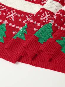 Franclia 新款欧美圣诞红色弹力腰包，营造节日氛围，圣诞树麋鹿雪花图案撞色慵懒A字鱼尾羊毛长裙毛衣裙，冬季女装，秋季女装，新年装 - 彩色 - 查看 7