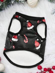 PETSIN 1 pieza Chaleco de mascota de franela gruesa y cálida para Navidad, otoño e invierno con estampado de bastón de caramelo de Navidad - Multicolor - Ver 2