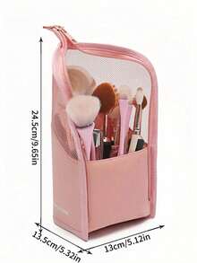 1 件粉色化妆刷盒带拉链，透明 PVC 防水旅行化妆刷架，便携式化妆刷袋，专业化妆包，艺术家储物袋，必备立式折叠化妆杯，适用于家庭、礼物、度假、旅行 - 多色 - 查看 7