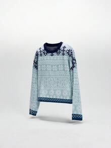 NEON BLANC Brand - Autumn/Winter New Men Sweater - Crew Neck Jacquard - Loose & Comfortable Casual, Christmas Ugly Sweater - Blue - View 1