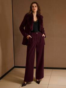 MOTF PREMIUM ABRIGO DE SOLAPA DESMONTABLE DE PELUCHE DE UNA HILERA - Burdeos - Ver 6