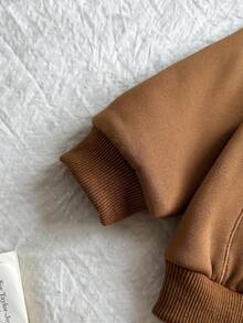 Vintaside Kids 3pcs Set: Long Sleeve Animal Print Top, Long Animal Print Pants, And Brown Hooded Embroidered Bear Long Sleeve Jacket Outfit For Toddler Boys - Multicolor - View 5