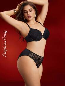 Empress Envy Plus Size Women Lace Patchwork Lingerie Set