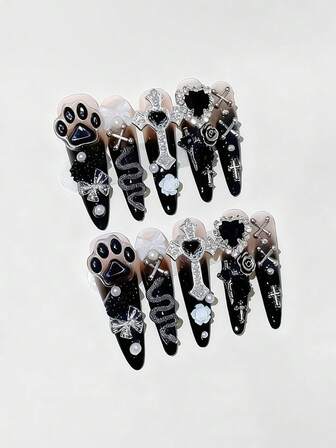 Anime 10 pièces Autocollants d'art pour ongles Y2K mignons en forme de cœur, étoile, nœud, aile avec ruban adhésif