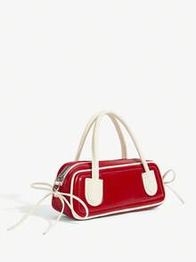 SHECARRY 女士手提包，红白相间，时尚，个性，简约，百搭，街头风，甜美酷炫女孩，辣妹，千禧一代，复古，少女，学院风，校园风，圣诞节 - 紅色 - 查看 2