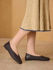 MOTF VINTAGE BALLET FLATS, FASHION COMFORTABLE ELEGANT SQUARE TOE -ON SHOES FOR WOMEN, SUITABLE FOR ALL SEASONS FOR CHRISTMAS - Coffee Brown - View 8
