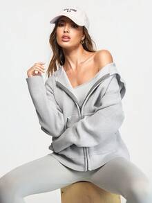 Eassivo Eassivo 休闲常规宽松长袖连帽卫衣 - 灰色 - 查看 1