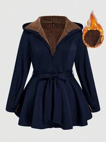 SHEIN Plus Size Puff Sleeve Fashionable Elegant Jacket - Royal Blue - View 1