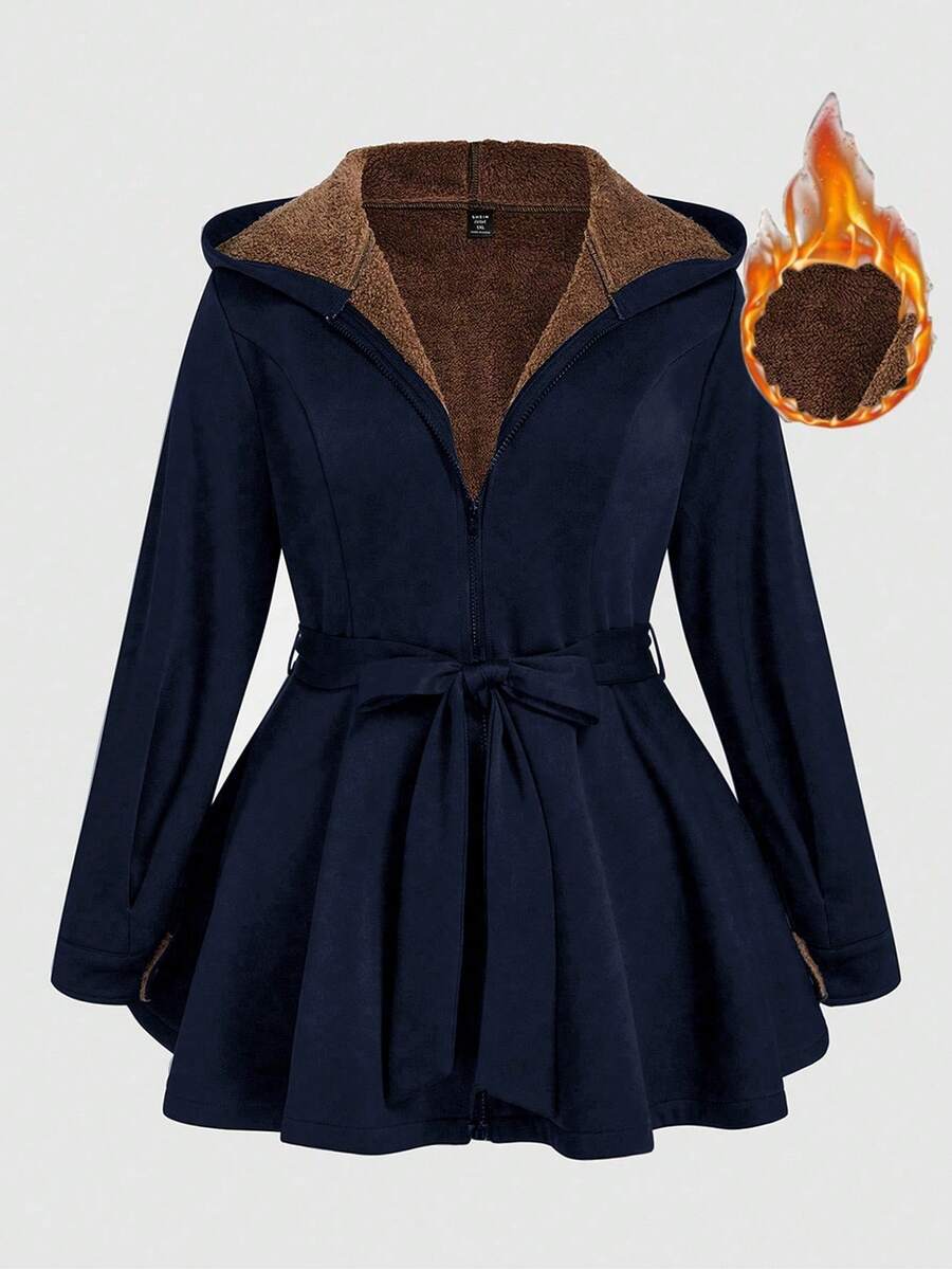 SHEIN Plus Size Puff Sleeve Fashionable Elegant Jacket - Royal Blue - View 1