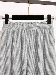 Franclia 2pcs Women Solid Color Hooded Zip-Up Jacket And Pants Set - Light Grey - View 3