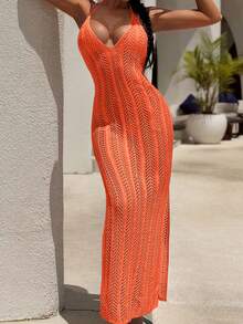 Bonvoyette Váy xòe nữ có nơ cổ mùa hè - trái cam - Xem 4