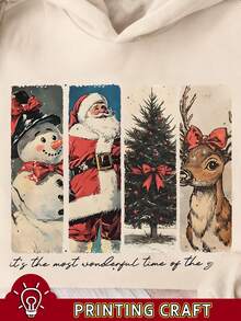 EMERY ROSE Women's Casual Christmas Raglan Sweatshirt With Thermal Lining, Autumn/Winter - Apricot - View 5