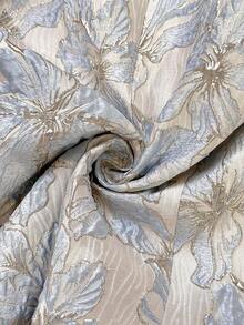 Auvina 大码女式优雅提花拼布透明亮片荷叶边V领长袖复古衬衫 - 藍色 - 查看 8