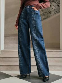 Anewsta Jeans en denim pour femmes, convient pour l'automne, l'hiver, le printemps, le Nouvel An, les fêtes, élégant, chic, , Noël, les festivals, les vacances, les sorties, le casual