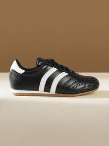 CUCCOO EASI Giày thể thao đế bằng mũi tròn thiết kế vá lỗi cho nữ, thoải mái, chất liệu da PU, màu kaki nhạt, dùng trong nhà/ngoài trời hàng ngày - màu đen - Xem 7