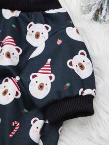 PETSIN 1件圣诞白色小熊和拐杖糖图案亲肤透气宠物服装 - 彩色 - 查看 5